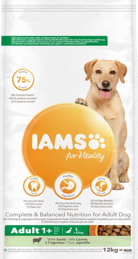 Iams for Vitality Dog Adult Large Lam Hondenvoer - 12 kg
