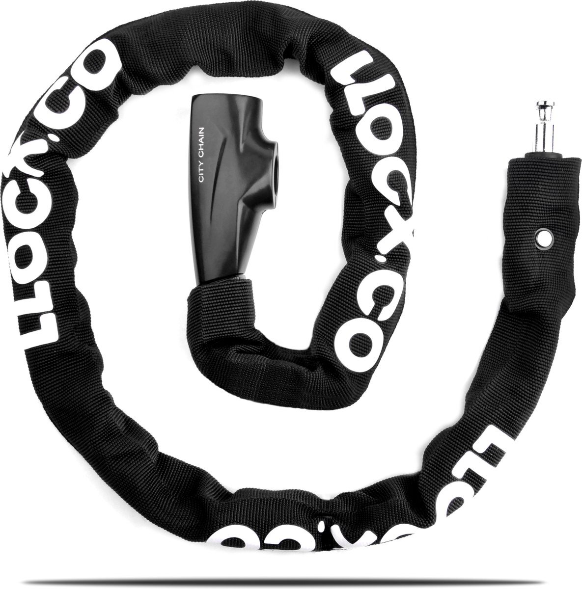 LLOCX.CO LLOCX Insteekslot van 1 Meter + 2 Sleutels – 6mm Roestvrij Staal – 900gr. Aluminium Kettingslot – Krasvrij & Scheurvrije Sleeve – Zwart