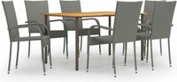 vidaXL 7-delige Tuinset Poly Rattan Grijs