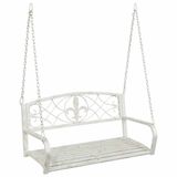 vidaXL Schommelbank van staal, 110,5 x 59 x 55 cm, antiek wit