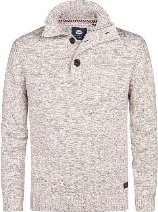 Petrol Industries Heren Trui - Gebreide Trui - Regular Fit - Opstaande Kraag - Katoen - Trui - Wit - Maat M