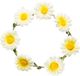 Merkloos Carnaval verkleed set Hippie - Madeliefjeskrans - wit/geel - dames - Flower Power