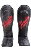 Gladts - Antique Scheenbeschermer Kickboksen Leer Maat M Zwart/Grijs