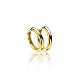 ZINZI 15mm goldplated zilveren oorringen glad met 2mm buisdikte en luxe klapsluiting ZIO401G