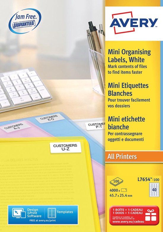 Avery Mini Etiketten - Wit - 45,7 x 25,4 mm - Permanent klevend