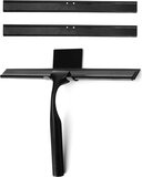 Saniliving Douchewisser - Zwart - RVS - 26 cm - Met Ophanghaak & 2 Extra Strips