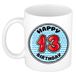Bellatio Decorations Verjaardag cadeau mok - 13 jaar - blauw - gestreept - 300 ml - keramiek