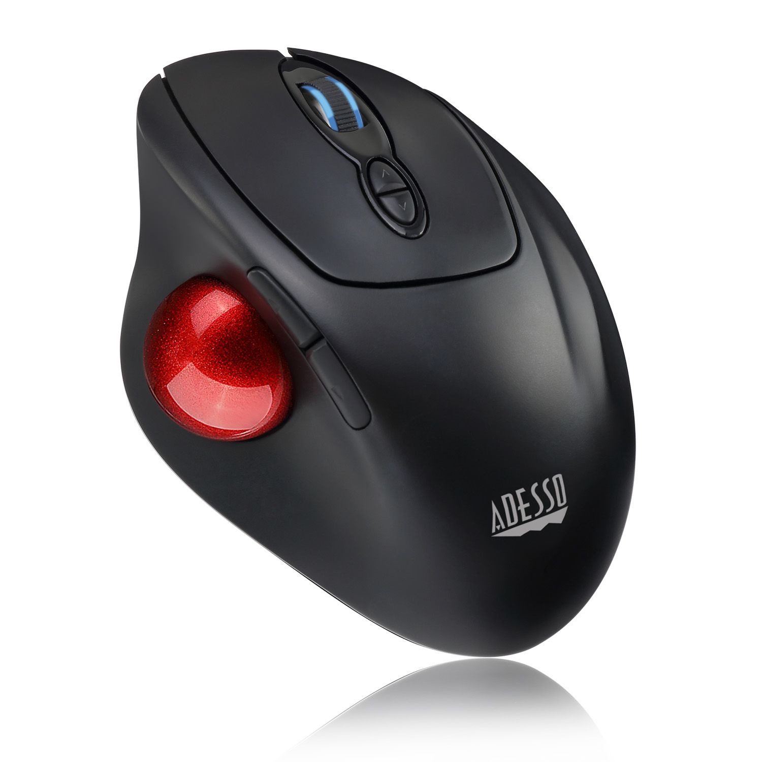 Adesso iMouse T30 Wireless Trackball Mouse - 4800 DPI - Right Handed - Black/Red