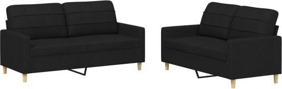 vidaXL 2-delige loungeset met kussens stof zwart