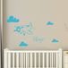Gepersonaliseerde Ambiance Sticker Gepersonaliseerde voornaam, sticker, vliegtuig in de wolken, wanddecoratie, kinderkamer, 2 vellen van 35 x 25 cm en 40 x 25 cm, hemelsblauw