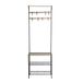 Last Deco Kapstok voor hal, garderobe, ijzer, 3 planken, zwart en natuur, afmetingen 60 x 185 x 28 cm