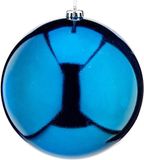 Krist+ Grote decoratie kerstbal - turquoise blauw - 20 cm - kunststof - glimmend