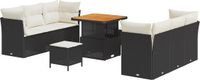 vidaXL Tuinbank Set 9-delig Zwart Polywood