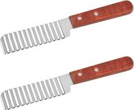 Unyqoos® set de 2 pièces de coupe-pommes de terre avec manche ergonomique en bois, coupe-vague ondulé en acier inoxydable (coupe-frites) pour pommes de terre et légumes, antidérapant