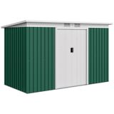 Outsunny Abri de jardin - Acier galvanisé, polypropylène - 280x130x172cm - Vert foncé