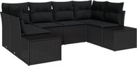 vidaXL Tuinbank Set 6-Zits Zwart Polywood