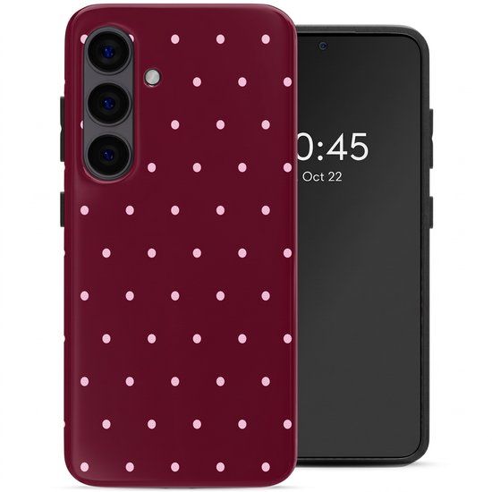 Selencia Hoesje - Samsung Galaxy S24 - Backcover - Happy Dots Burgundy