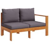 vidaXL 9-delige Loungeset met Kussens, Massief Acaciahout, Donkergrijs