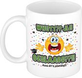 Bellatio Decorations Geslaagd cadeau mok - Whutt jij geslaagd - keramiek - Ca. 300 ml