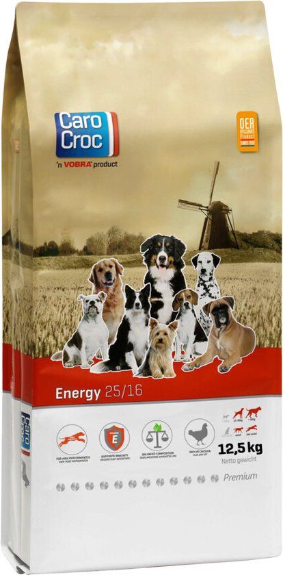 Carocroc Energy Vlees&Gevogelte&Rijst - Hondenvoer - 12.5 kg