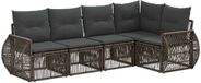 vidaXL Tuinbank - Set - 5 zitplekken - Grijs en Donkergrijs - Polyrattan