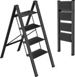 Merkloos Collox Ladder 4 treden - Opstapkruk - Trap - Draagbare trapladder - Antisliptreden - Opvouwbaar - Zwart