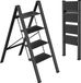 Merkloos Collox Ladder 4 treden - Opstapkruk - Trap - Draagbare trapladder - Antisliptreden - Opvouwbaar - Zwart