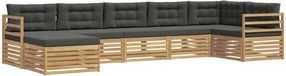vidaXL Hoek loungeset 7-delig Blanc et Anthracite Acacia Bois