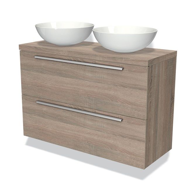 Maxaro Badkamermeubel Modulo Plato Slim Eiken 100cm 2 Lades
