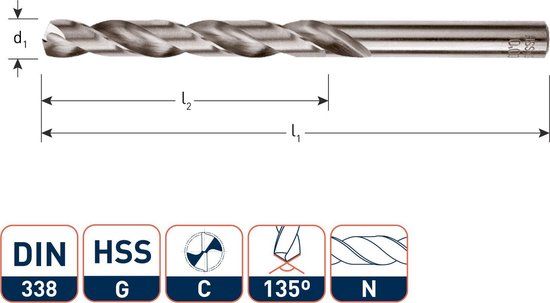 Rotec HSS-G Spiraalboor DIN338 type N 3 mm 10 st.