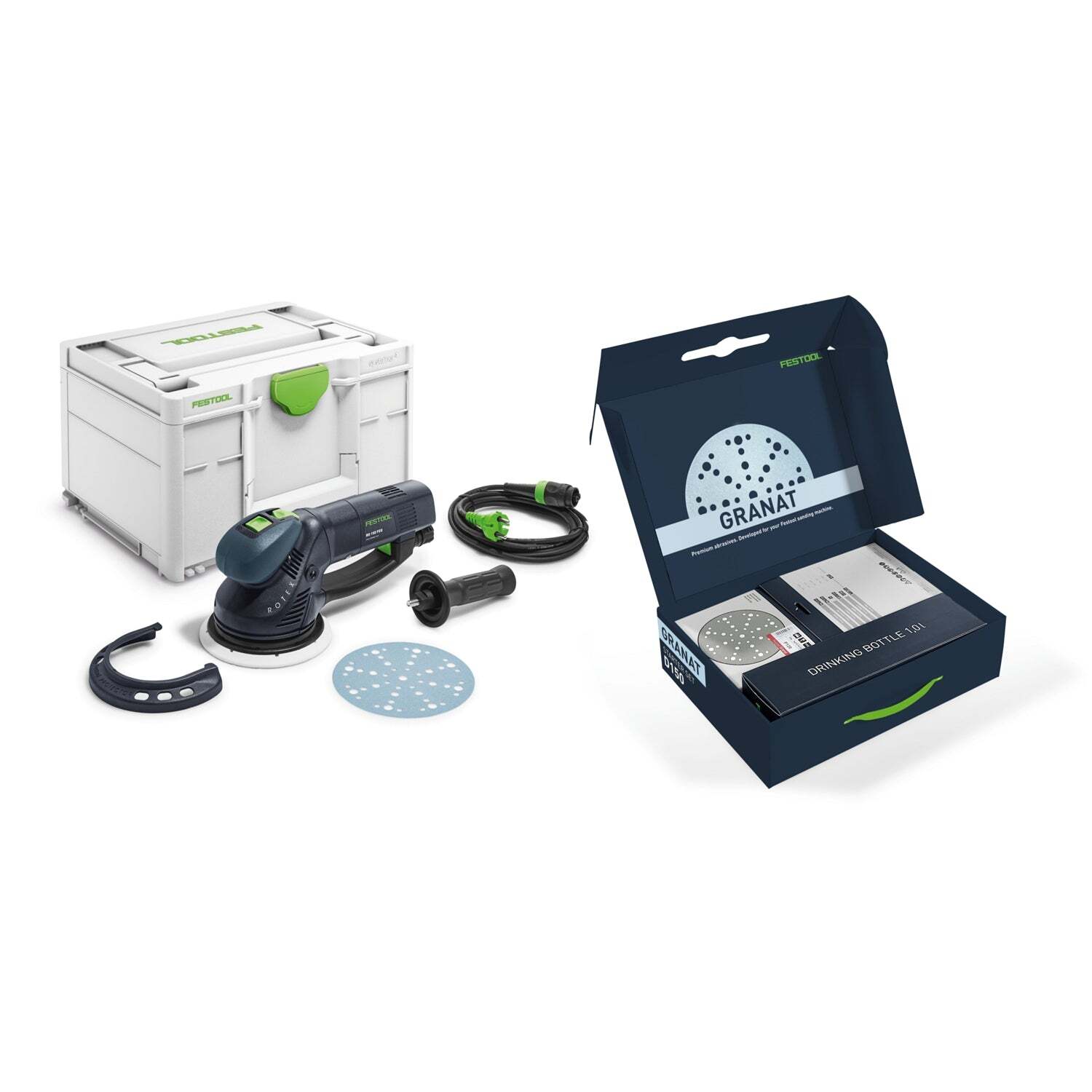 Festool RO150 FEQ GR-Set P Excenterschuurmachine + Schuurpapierset in Systainer - 578181