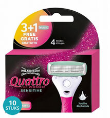 Wilkinson Quattro Sensitive Mesjes Woman Voordeelverpakking 10x4mes