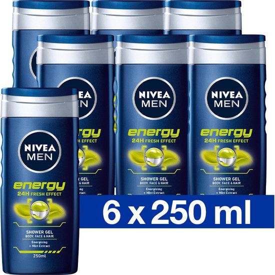 NIVEA MEN Energy Douchegel - 6 x 250ml - Voordeelverpakking