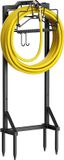 Sans marque Support de tuyau d'arrosage en métal, autoportant, 117 cm, tuyau d'arrosage en métal amovible, organisateur de rangement, support de tuyau de jardin robuste, noir