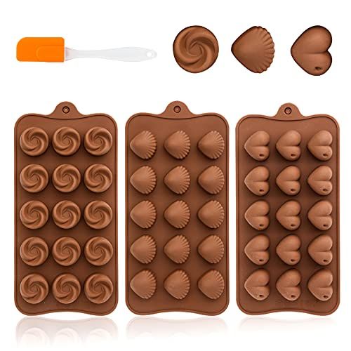 Mostfun 3 stuks chocoladevorm zonder BPA - chocolade-levensmiddelenkwaliteit, anti-aanbaklaag voor het maken van chocolade-muffin-cake