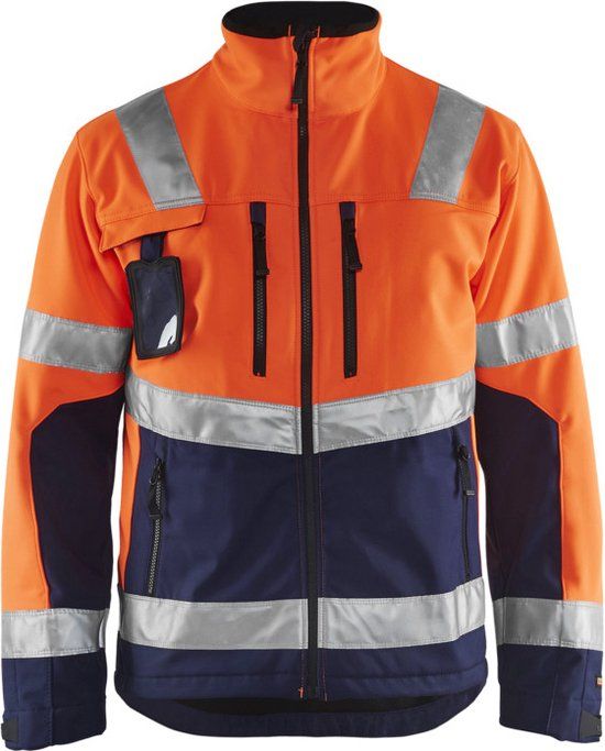 Blåkläder Blaklader Softshell jack High Vis 4900-2517 - High Vis Oranje/Marineblauw - L