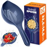 KADAX keukenzeef 32,5 x 14,5 cm, kunststof zeef met handvat, zeef van BPA-vrij kunststof, pastazeef, afdruipzeef, plastic zeef, waszeef, schuimlepel (blauw)