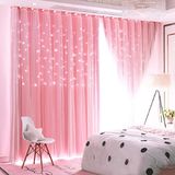 Unistar 2 panelen sterren verduisterende gordijnen voor slaapkamer meisjes kinderen baby raamdecoratie dubbellaags ster uitgesneden esthetische woonkamer decor muur huisgordijn, B 132 x 160 cm, roze