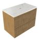 Saniclass Ensemble de meubles de salle de bain - 80x45x63cm - Plateau de lavabo en marbre Dia poli (blanc) - 1 trou de robinet - 2 tiroirs - chêne mat naturel (bois) SW1420801/SW728216