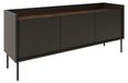 OEM TV-meubel, 140 cm, zwart, met melaminefineer, metalen poten, modern design