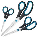 Westcott N-90027 00 Easy Grip Scharenset, 3 Stuks, 13 Cm + 21 Cm + 25 Cm, Zwart-Blauw
