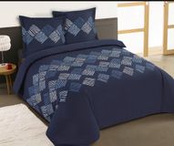 VISION Nora Dekbedovertrekset - 100% katoen - Blauw - Lits-jumeaux - 240 x 220 cm