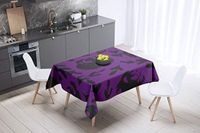 Bonamaison Tafelkleed, Anti-Mold, Sneldrogend, Waterdicht, 100% Polyester Tafellaken, Paars, zwart, 140 x 140 Cm - Ontworpen en Vervaardigd in Turkije