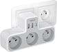 SURIGHT Wandstekkerdoos 3 stopcontacten met 1 USB en 2 USB C - USB Oplader - 6 in 1 elektrische USB stekkerdoos