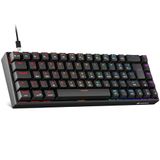 KOORUI Mechanisch toetsenbord, 60% gaming-toetsenbord met 12 toetsen, multifunctionele USB-kabel, volledige rollover, Duitse QWERTZ-lay-out voor Windows MacOS Linux, rode schakelaar, zwart