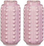 Mica Decorations Vaas - 2x - boaz - gebobbeld - roze - 18 x 8 cm