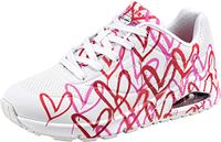 Skechers Dames Uno Spread The Love Sneaker, Wit W Rood en Roze Hartprint Durabuck M, 41 EU