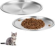 Unyqoos Ibenzoa® Twee Roestvrij Stalen Kattenbakken met Snorvriendelijk Design, 17 cm Diameter