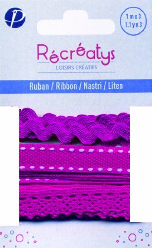 Récréatys 4044 10 5 3 Verschillende linten op kaart 1 m Katoen Fuchsia Roze - 3660867156332