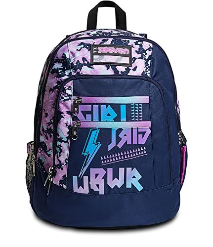 Seven Rugzak Advanced - DRAWINGPIN GIRL, Roze, Eén maat, casual